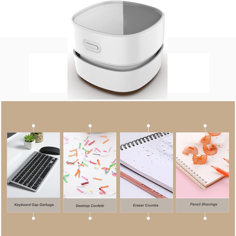 Vishui Upgraded Desk Vacuum Cleaner, Handheld Vacuum Cordless, USB Charging Mini Desk Vacuum, Table Dust Crumb Sweeper for Home, Office, School, Cars etc. - Image 3